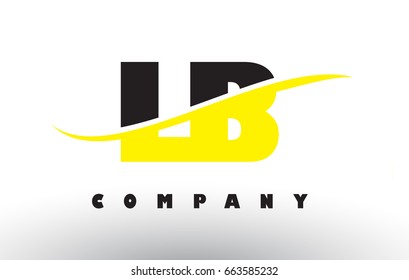 LB L B  Black and Yellow Letter Logo with White Swoosh and Curved Lines.