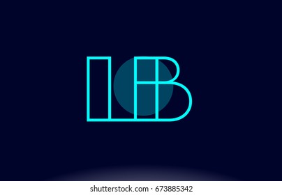 lb l b blue line circle letter logo alphabet creative company vector icon design template