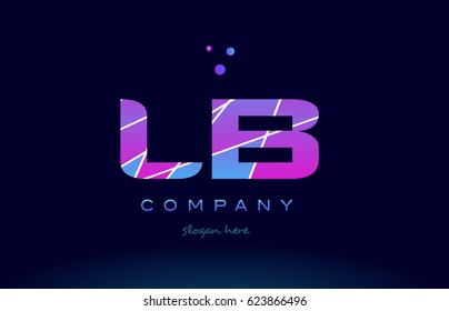 lb l b  creative color blue background pink purple magenta alphabet letter company logo vector icon
