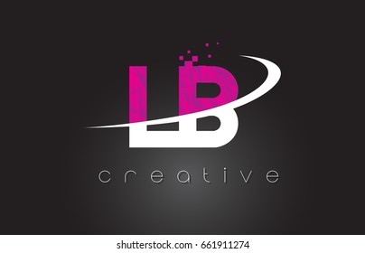 LB L B Creative Letters Design. White Pink Letter Vector Illustration.