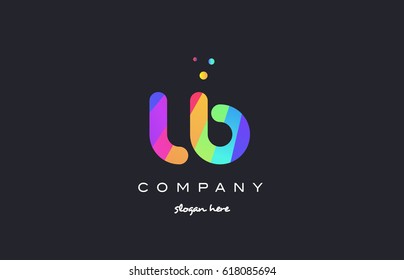 lb l b  creative rainbow green orange blue purple magenta pink artistic alphabet company letter logo design vector icon template