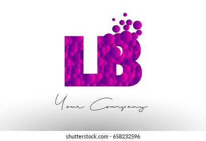 LB L B Dots Letter Logo with Purple Pink Magenta Bubbles Texture Vector.