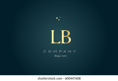 lb l b  gold golden luxury product metal metallic alphabet company letter logo design vector icon template green background