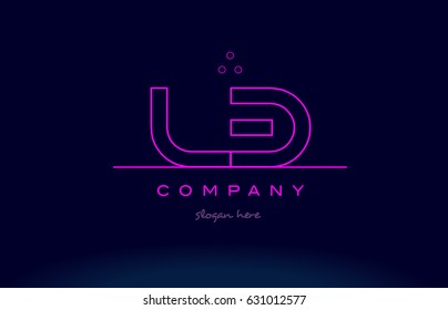 lb l b letter alphabet text pink purple dots contour line creative company logo vector icon design template