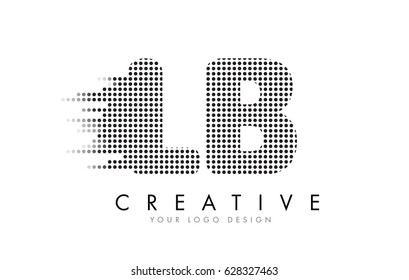 LB L B Letter Logo Design with Black Dots and Bubble Trails.