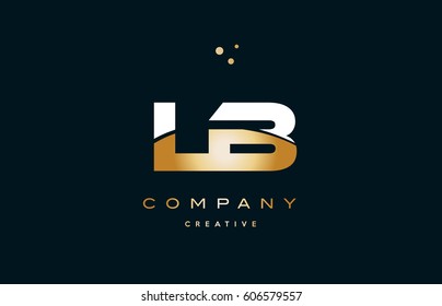 lb l b  white yellow gold golden metal metallic luxury alphabet company letter logo design vector icon template