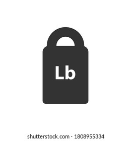 Lb, Lbs Weight Mass Black Simple Flat Icon. Old Barbell Press In Flat Design. Black Silhouette Isolated On White Background. Weight Pictogram. Imperial System Of Units