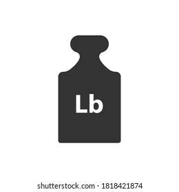 Lb, Lbs Weight Mass Black Simple Flat Icon. Old Barbell Press In Flat Design. Black Silhouette Isolated On White Background. Weight Pictogram. Imperial System Of Units