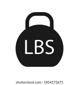 Lb, Lbs Weight Mass Black Simple Flat Icon. Old Barbell Press In Flat Design. Black Silhouette Isolated On White Background. Weight Pictogram. Imperial System Of Units