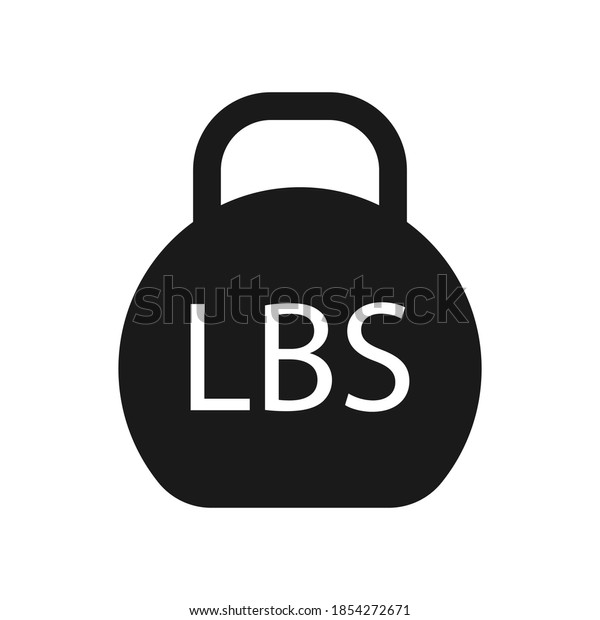 Lb, Lbs weight mass\
black simple flat icon. Old barbell press in flat design. Black\
silhouette isolated on white background. Weight pictogram. Imperial\
system of units