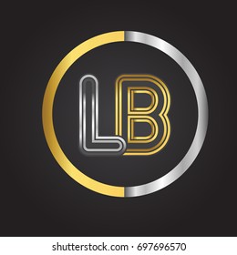 LB Letter logo in a circle. gold and silver colored. Vector design template elements for your business or company identity.
