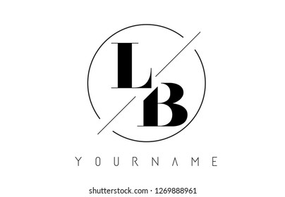 LB Letter Logo with Cutted and Intersected Design and Round Frame Vector Illustration