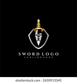 Letra LB monograma de luxo para imagem estilo escudo e espada