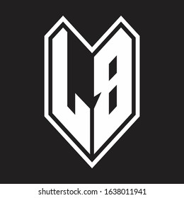 LB Logo monogram with emblem line style isolated on black background