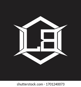 Monograma de logotipo LB con modelo hexagonal y de cuatro ejes