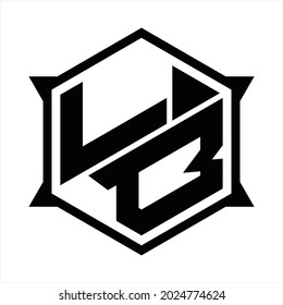LB Logo monogram with hexagon and sharp shape design template