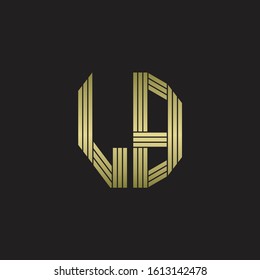 LB Logo monogram outline style linked isolated with gold colors