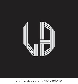 LB Logo monogram with outline style linked isolated on black background