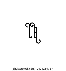LB simple curved concept initial logo design black and white background