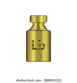 Lb Weight Mass Golden Metal Realistic Vector. Old Press Lbs In Realistic Design. Golden Chrome Plummet Isolated On White Background. Weight Pictogram. Imperial System Of Units