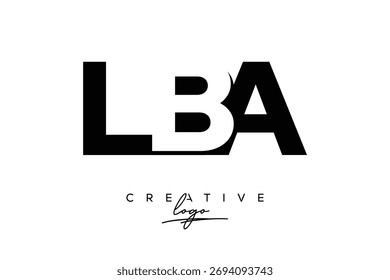 Logotipo creativo minimalista de espacio negativo de LBA con monograma moderno para marca y logotipo de marca comercial con letras iniciales Diseño de logotipo para marca.