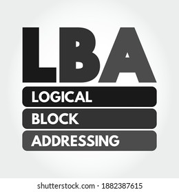 LBA: acrónimo de dirección de bloques lógicos, fondo de concepto de tecnología