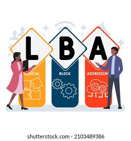 LBA - Logical Block Addressing acronym. business concept background.  vector illustration concept with keywords and icons. lettering illustration with icons for web banner, flyer, landing pag