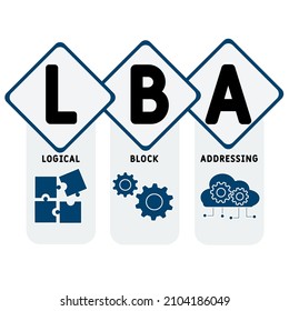 LBA - Logical Block Addressing acronym. business concept background.  vector illustration concept with keywords and icons. lettering illustration with icons for web banner, flyer, landing pag