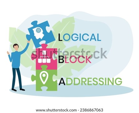 LBA - Logical Block Addressing acronym. business concept background. vector illustration concept with keywords and icons. lettering illustration with icons for web banner, flyer Stock photo © 