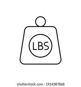 Icono Lbs medir peso en estilo de línea negra plana, aislado en fondo blanco 