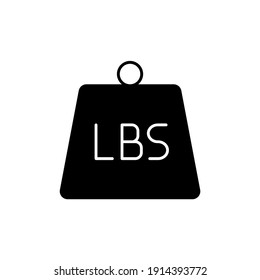 Lbs Measure Weight icon in solid black flat shape glyph icon, isolated on white background 