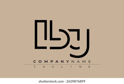LBY design de letra abstrata. Design de logotipo comercial moderno com tipografia abstrata e estilo contemporâneo