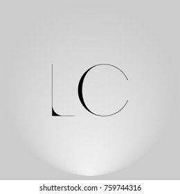 LC Black thin minimalist LOGO Design with Highlight on Gray background.