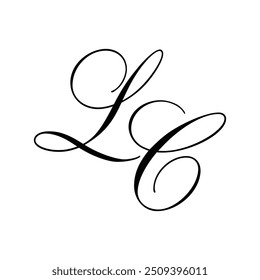 LC Calligraphy Monogram Initial Letters Logo