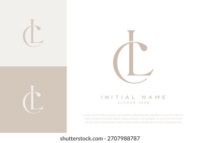 LC CL letra inicial a mano y logotipo de lujo