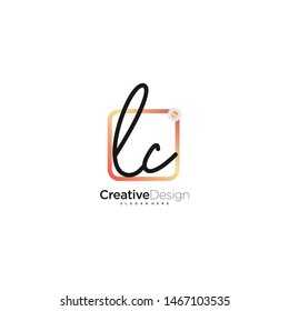 LC initial handwriting with color logo icon template vector.