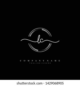 LC initial handwriting logo template vector
