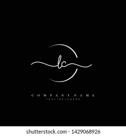 LC initial handwriting logo template vector