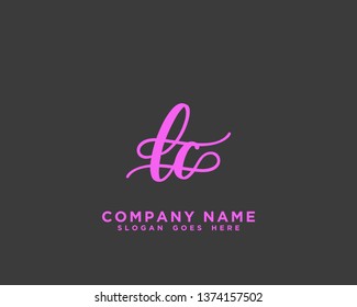 LC Initial Handwriting Logo Vector