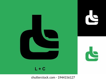 LC initial letter design green black