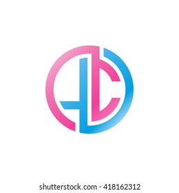 LC initial letters looping linked circle logo blue pink