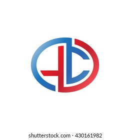 LC initial letters looping linked ellipse logo red blue