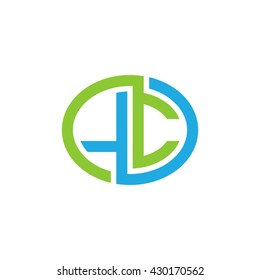 LC initial letters looping linked ellipse logo blue green