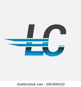 LC initial logo company name colored black and blue, Simple and Modern Logo Design.