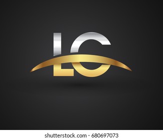 LC initial logo company name colored gold and silver swoosh design. vector logo for business and company identity.
