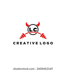 LC initial monogram for fitnes or gym logo with devil style design
