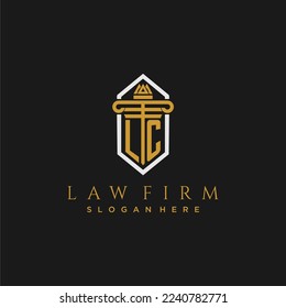 LC initial monogram logo for lawfirm with pillar in creative polygon design