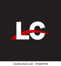 LC initial overlapping swoosh letter logo white red black background