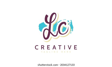 LC Initials, handwriting logo vector