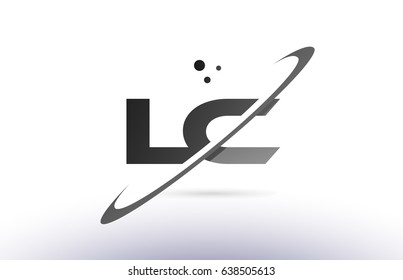 lc l c alphabet letter logo black white grey swoosh creative text dots company vector icon design template